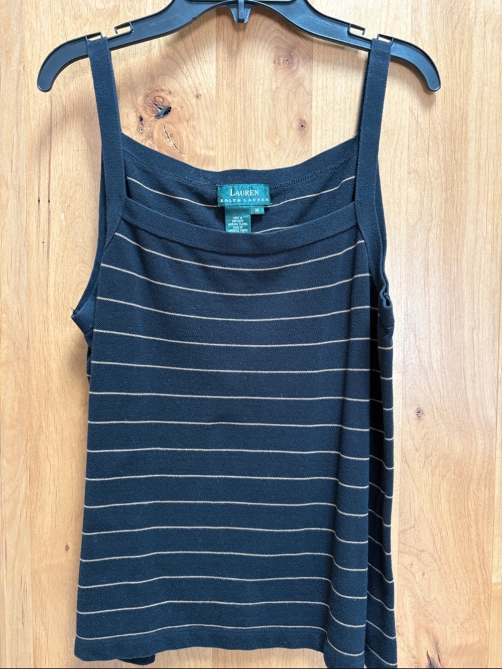 Lauren Ralph Lauren Black and Tan Striped Knit Camisole
